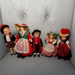 Vintage International Folk Costume Dolls Lot of 5 | European Traditional Dress